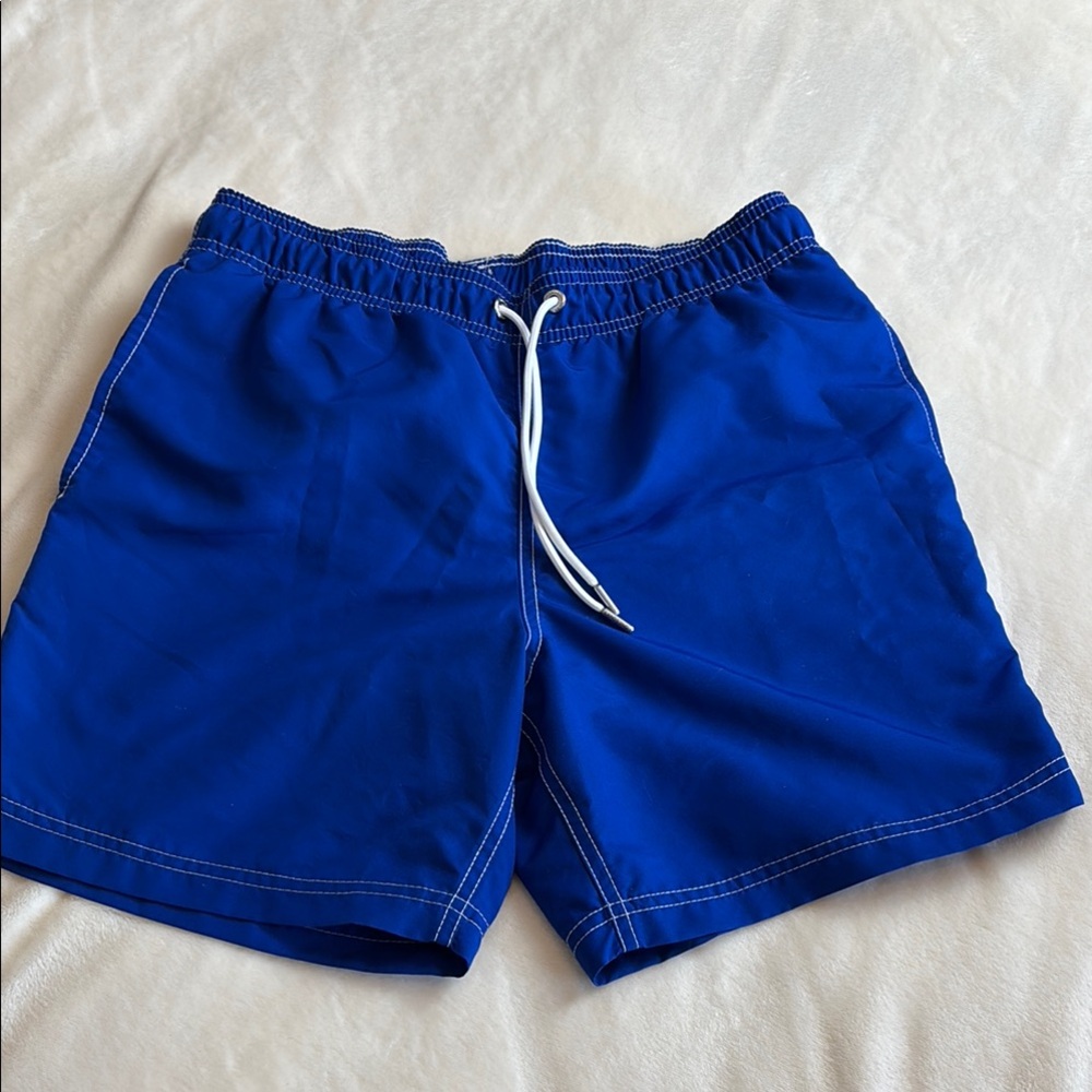 Men's LAND's END Blue Swim Trunks Swim Shorts - Size S 28-30 waist - FUN!